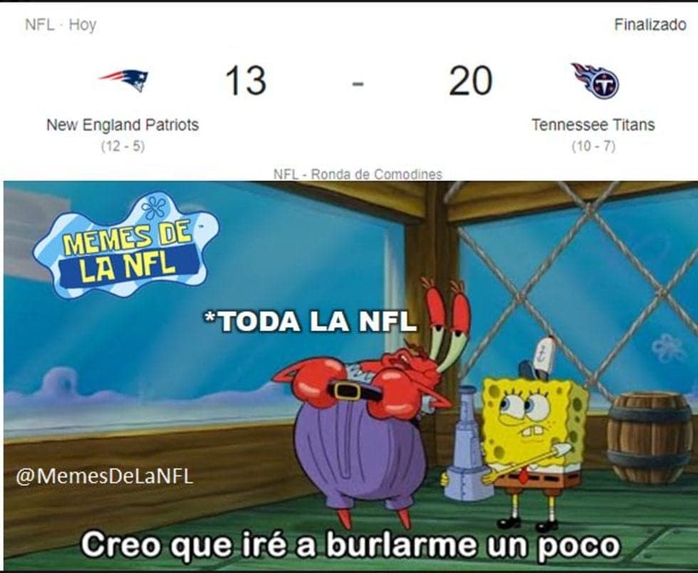 Los Patriots de Tom Brady se volvieron el centro de burla por su pronta eliminación en Playoffs.