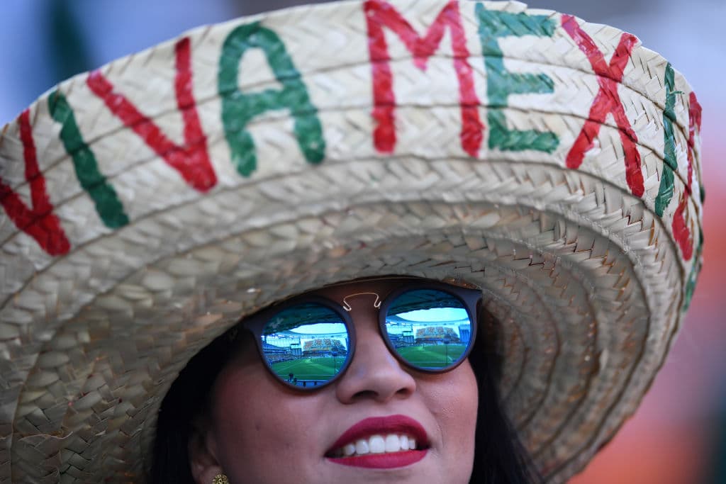 YEKATERINBURG, RUSSIA - JUNE 27: A Mexico fan enjoys the pre match prior to the 2018 FIFA World Cup Russia group F match between Mexico and Sweden at Ekaterinburg Arena on June 27, 2018 in Yekaterinburg, Russia. (Photo by Matthias Hangst/Getty Images)