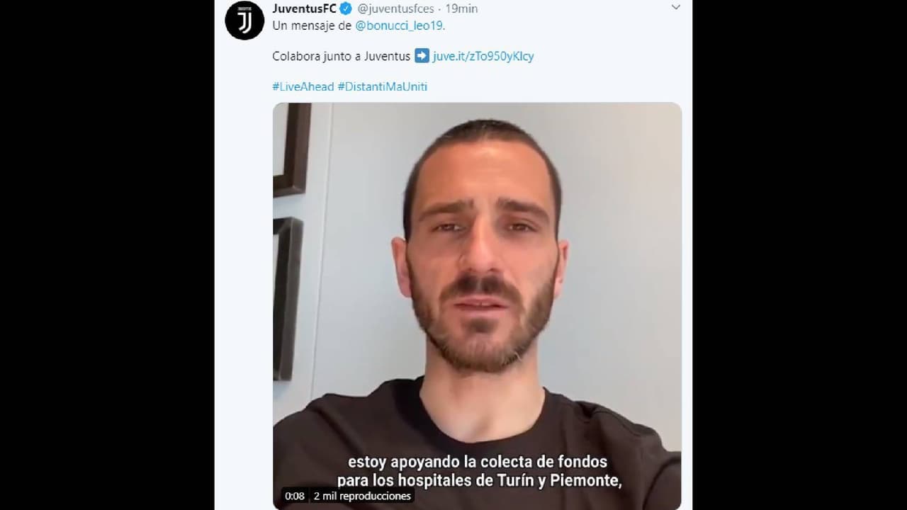 Leo Bonucci y Juventus están recaudando fondos para hospitales en Italia.
