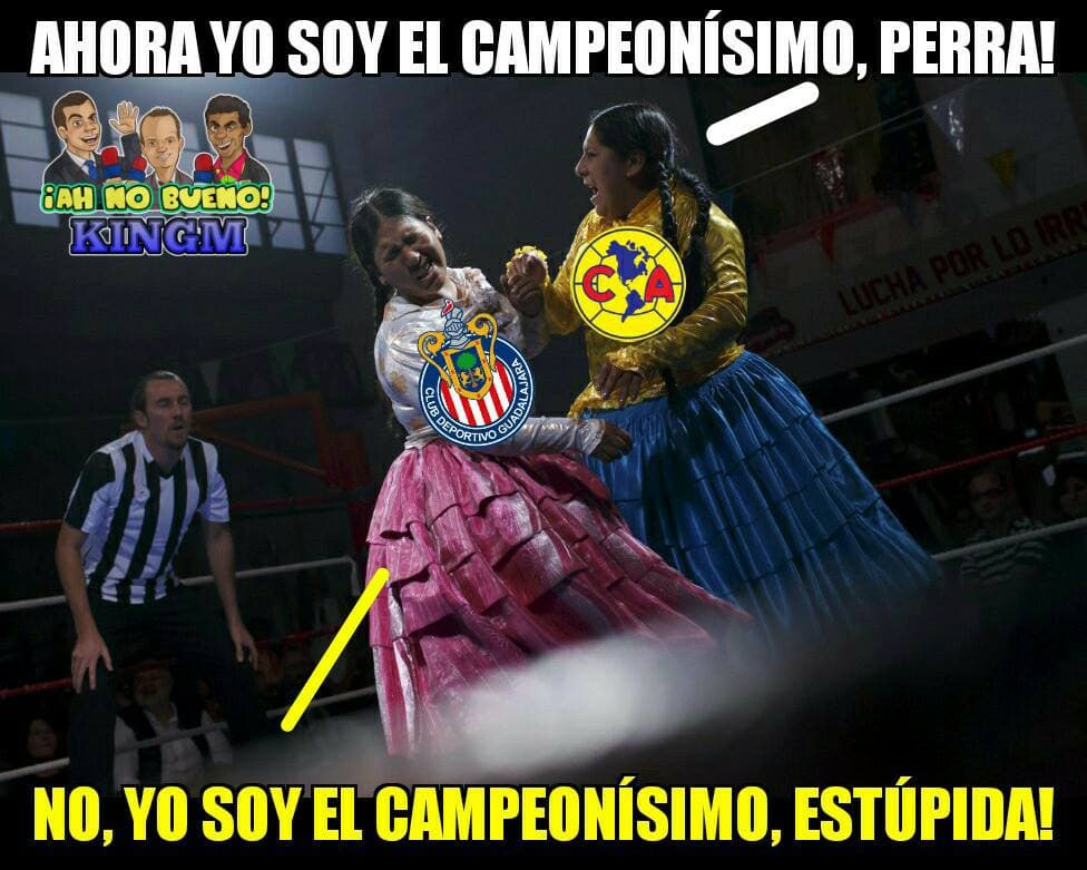 En las redes sociales no faltaron los memes para saber quien es el verdadero campeonísimo del fútbol mexicano. ¿Chivas o América?