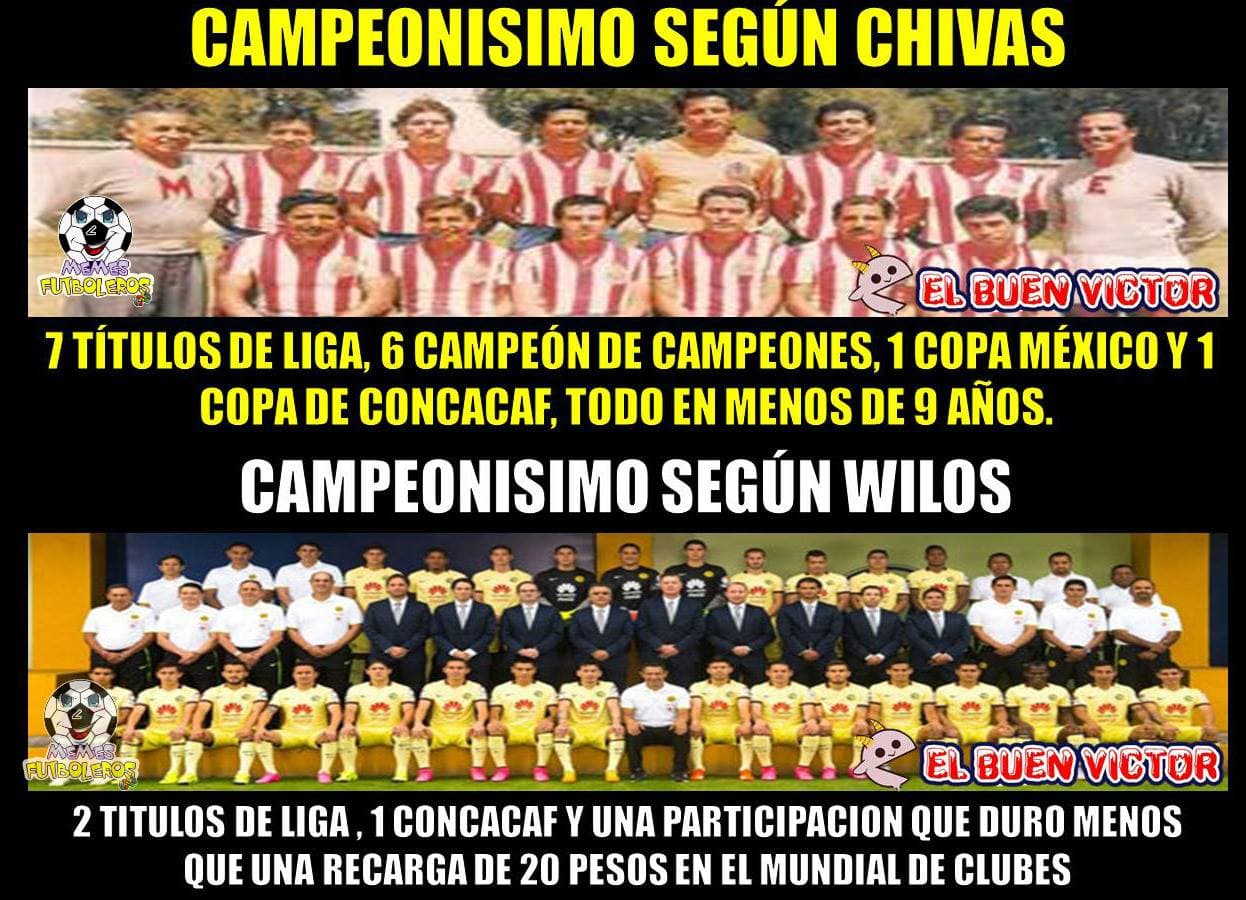 En las redes sociales no faltaron los memes para saber quien es el verdadero campeonísimo del fútbol mexicano. ¿Chivas o América?