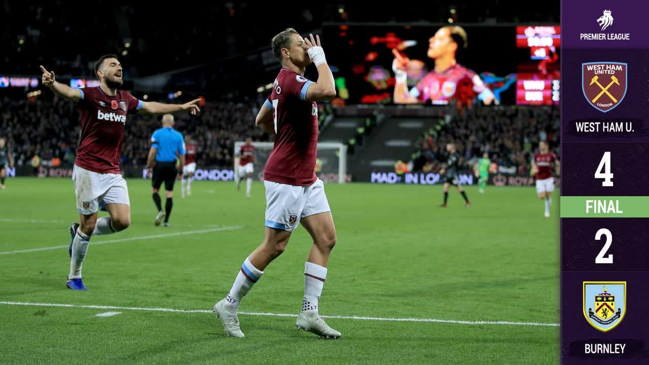 ¡‘Chicharito’ ya anotó! El mexicano redondea la victoria del West Ham ante el Burnley