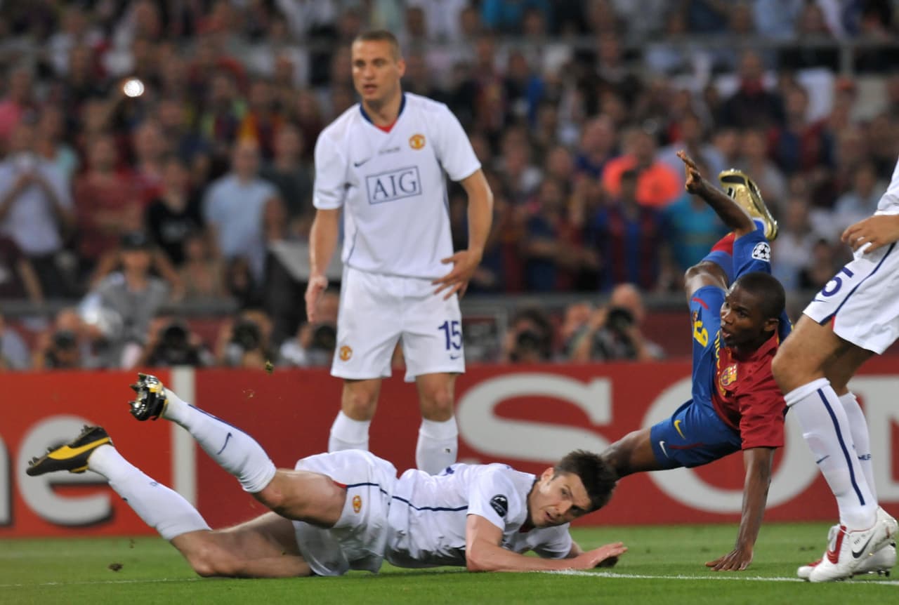 No conforme con darle la segunda Champions al Barcelona, Eto'o también le dio la tercera con un gol suyo ante el Manchester United de CR7 en 2008.