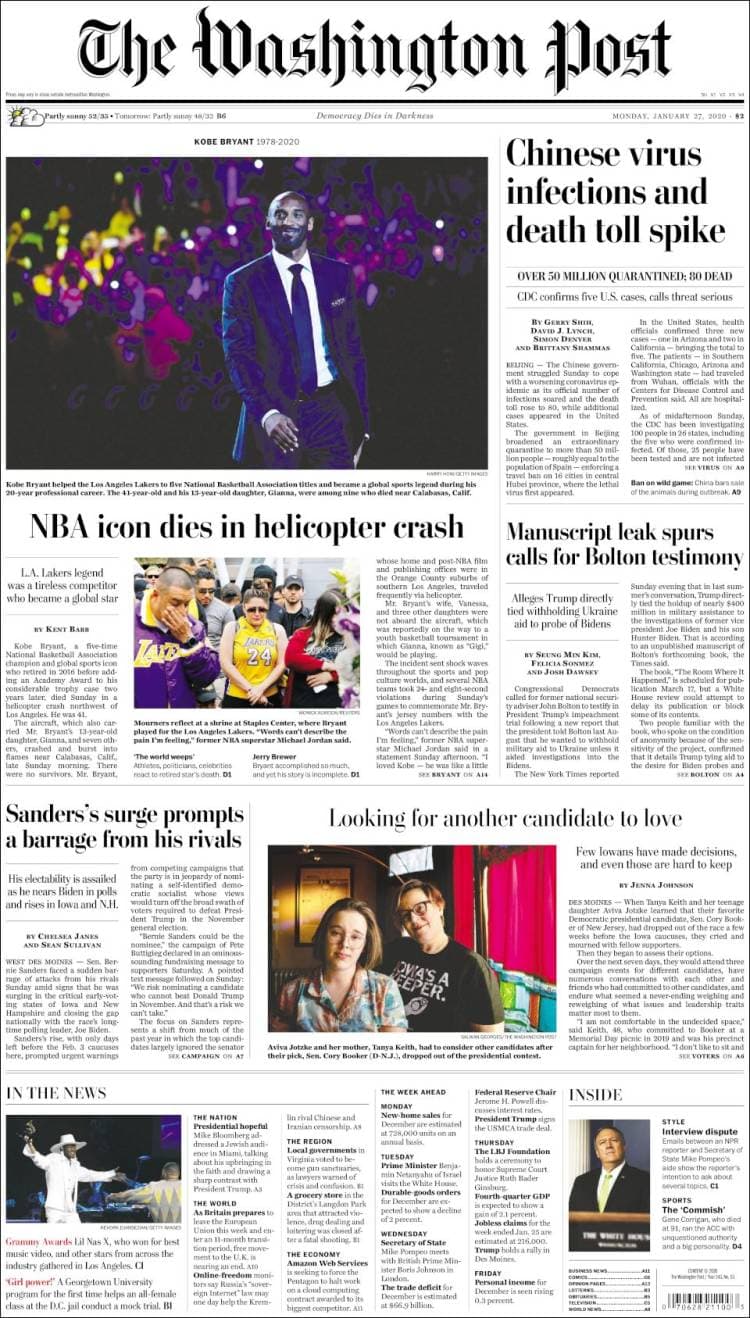 Kobe Bryant paraliza al mundo con su muerte y se convierte en tendencia a nivel internacional.