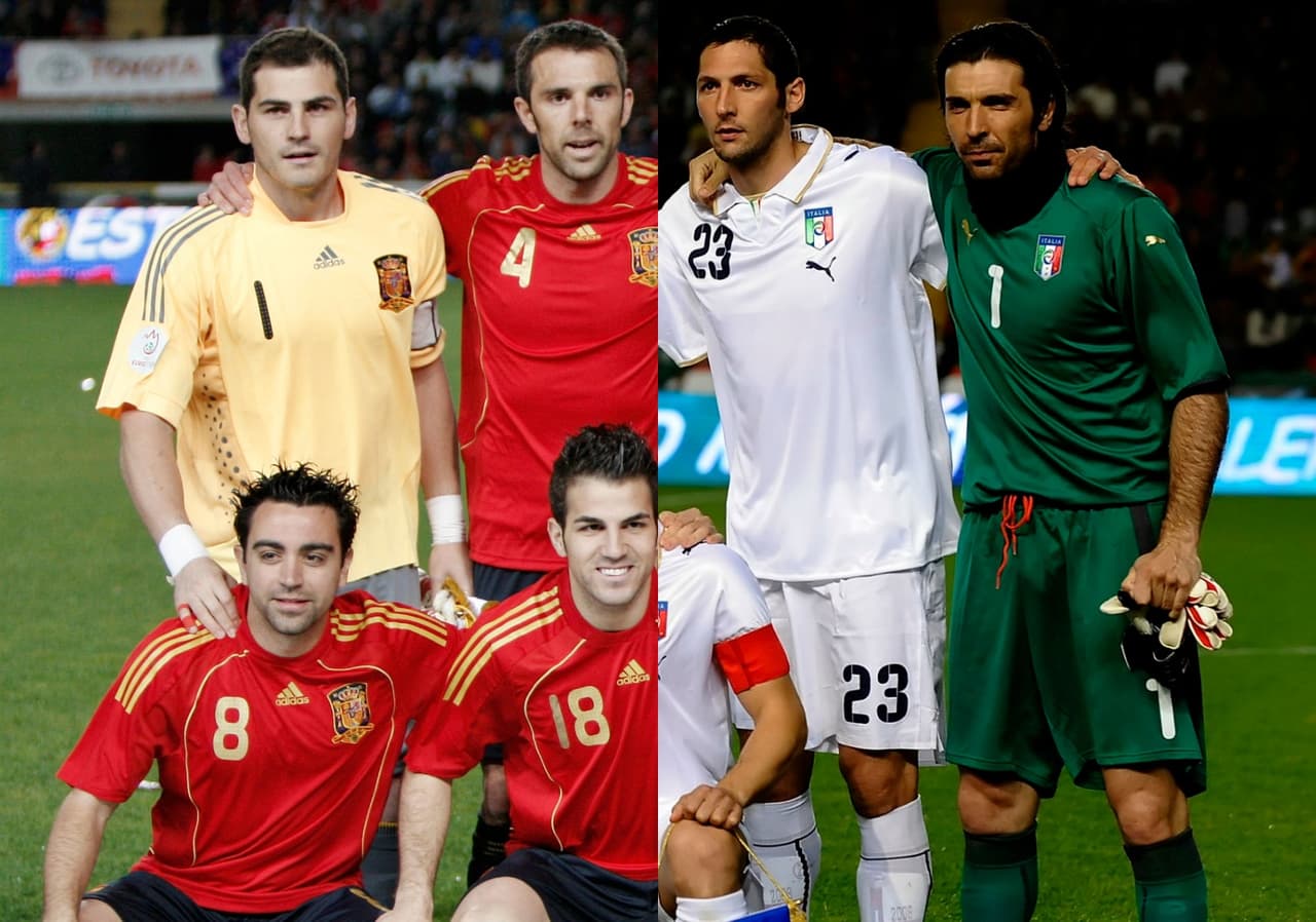 6. Previo a la Eurocopa de 2008, Italia y España jugaron un partido de preparación que los ibéricos ganaron por 1-0.