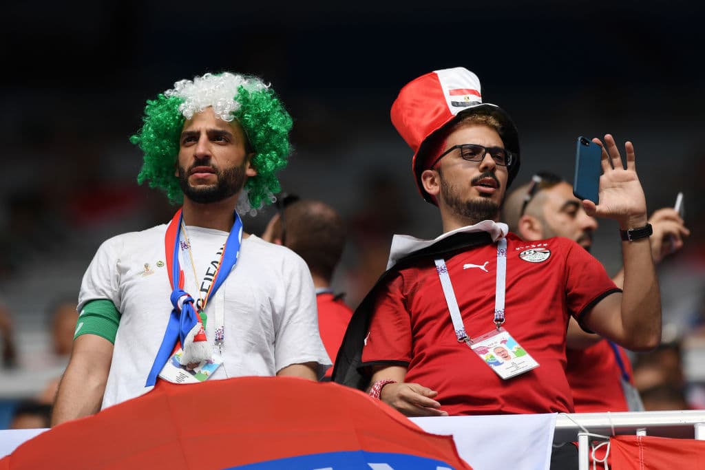 Los seguidores de Egipto y Arabia Saudita disfrutan de su último partido en su tercera presentación en el grupo A del Mundial de Rusia 2018.