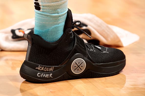 MIAMI, FL - MARCH 3: the sneakers worn by Dwyane Wade #3 of the Miami Heat are seen during warms ups prior to the game against the Detroit Pistons on March 3, 2018 at American Airlines Arena in Miami, Florida. NOTE TO USER: User expressly acknowledges and agrees that, by downloading and or using this Photograph, user is consenting to the terms and conditions of the Getty Images License Agreement. Mandatory Copyright Notice: Copyright 2018 NBAE (Photo by Issac Baldizon/NBAE via Getty Images)