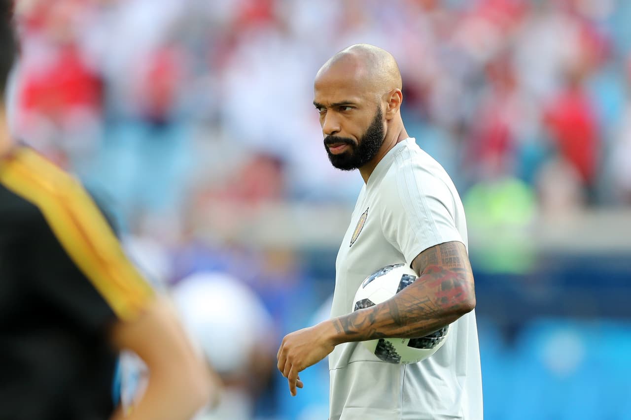 SOCHI, RUSSIA - JUNE 18: Thierry Henry, Assistant Coach of Belgium looks on ahead of the 2018 FIFA World Cup Russia group G match between Belgium and Panama at Fisht Stadium on June 18, 2018 in Sochi, Russia. (Photo by Richard Heathcote/Getty Images)