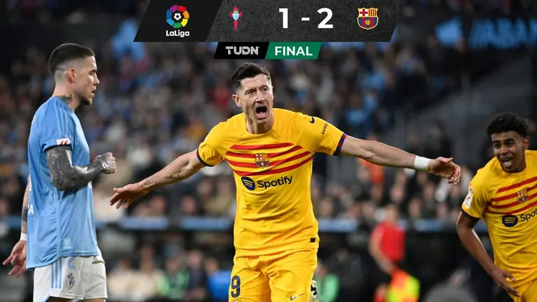 Lewandowski s’enflamme et donne à Barcelone une victoire controversée sur le Celta de Vigo |  TUDN La Liga