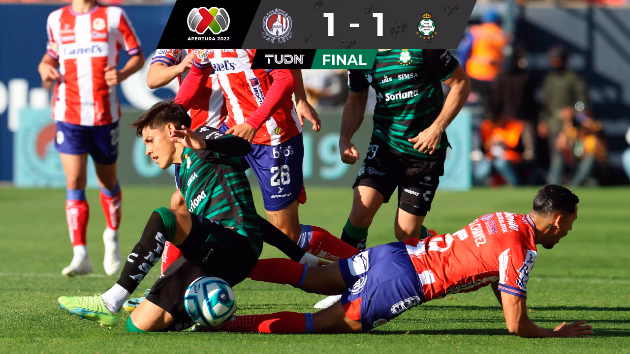 Atlético de San Luis y Santos Laguna empatan en un partido con un final ...