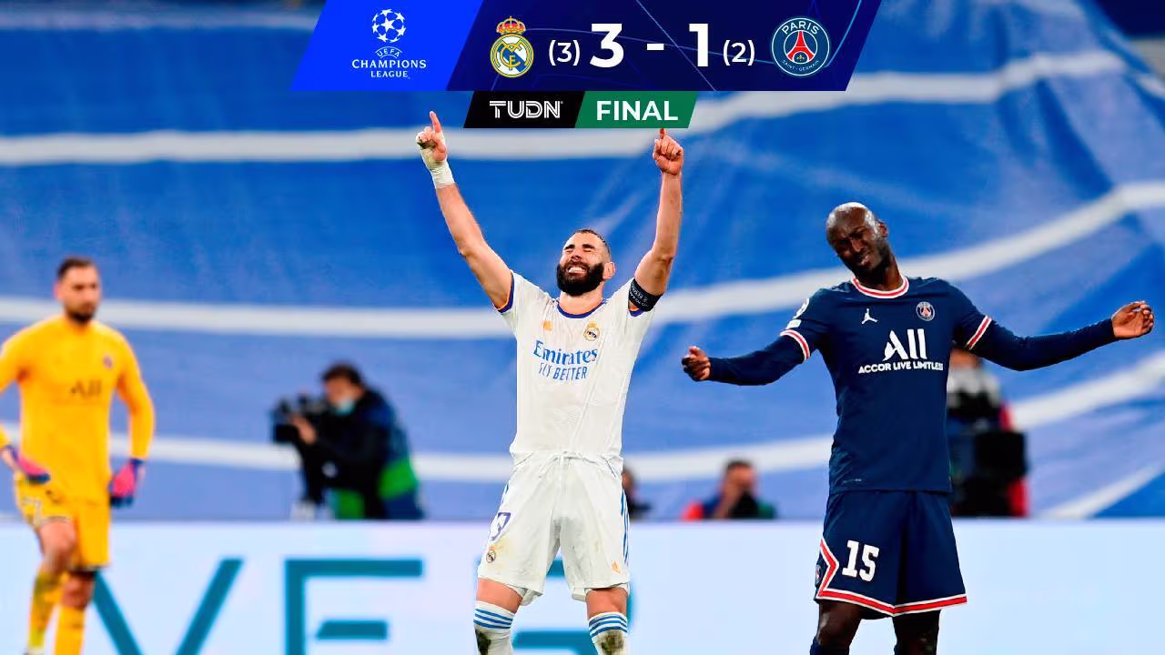 Karim Benzema anota hat-trick al PSG y pone al Real Madrid en Cuartos ...